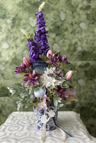 Lady Violet kertje-asztaldísz