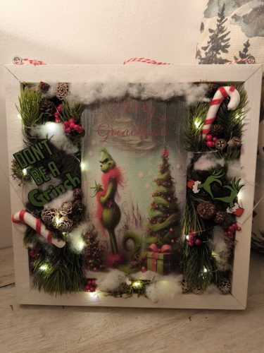 Merry Grinchmas világító fali dísz, ajtódísz
