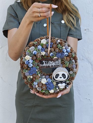 Őszi panda ajtódísz
