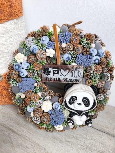 Őszi panda ajtódísz