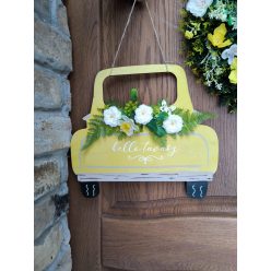 Tavasz autó sárga ajtódísz