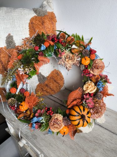 Tökös őszi ajtódísz